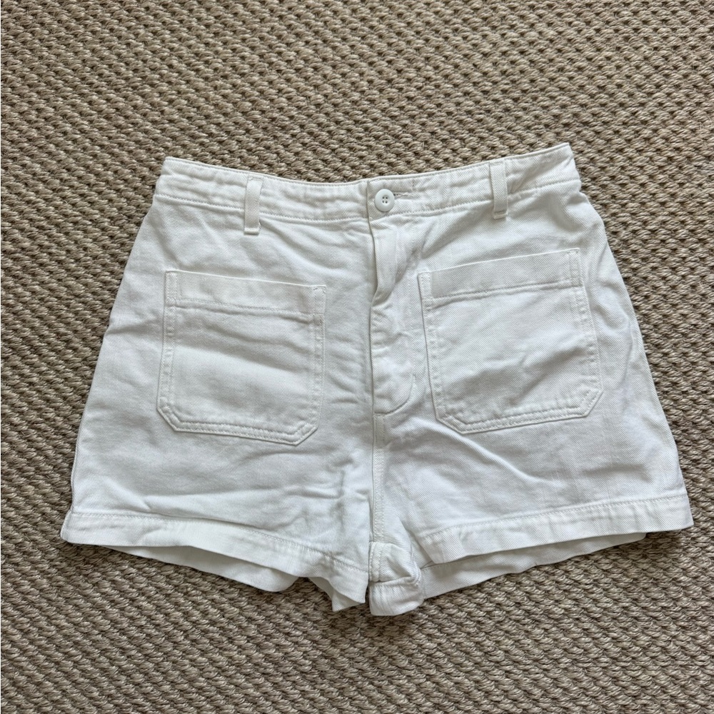 Doen Lane white denim shorts